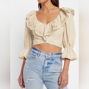 Elegant Cream Ruffled Women's Top
